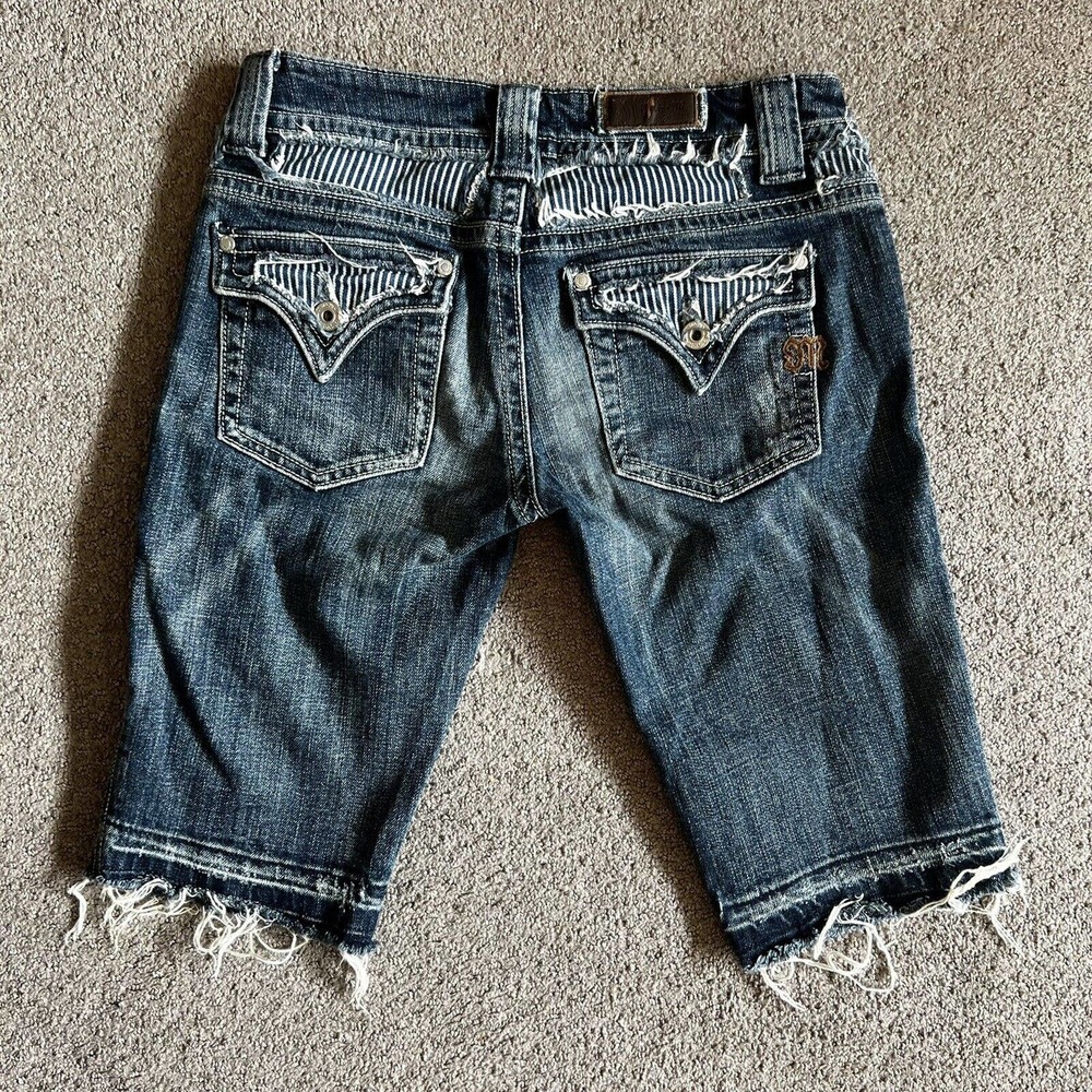 Miss Me Womens Low Rise Size 27 Blue Shorts Pockets Distressed#1861 - Picture 6 of 7